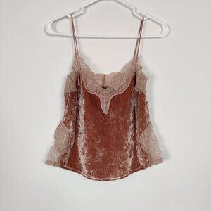 Bershka Women's Tank Top Elegant Lace Trim Velvet Camisole Size XS Feminine